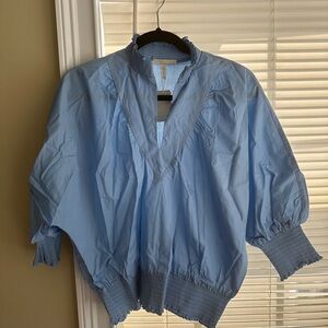 Maje smocked cotton poplin blouse size 3/40